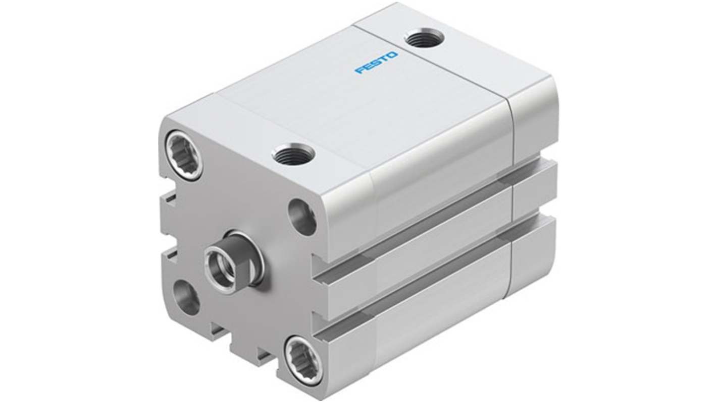 Cilindro pneumatico Festo ADN-40-35-I-P-A, doppio effetto, foro 40 mm, corsa 35 mm, costruzione in alluminio anodizzato.