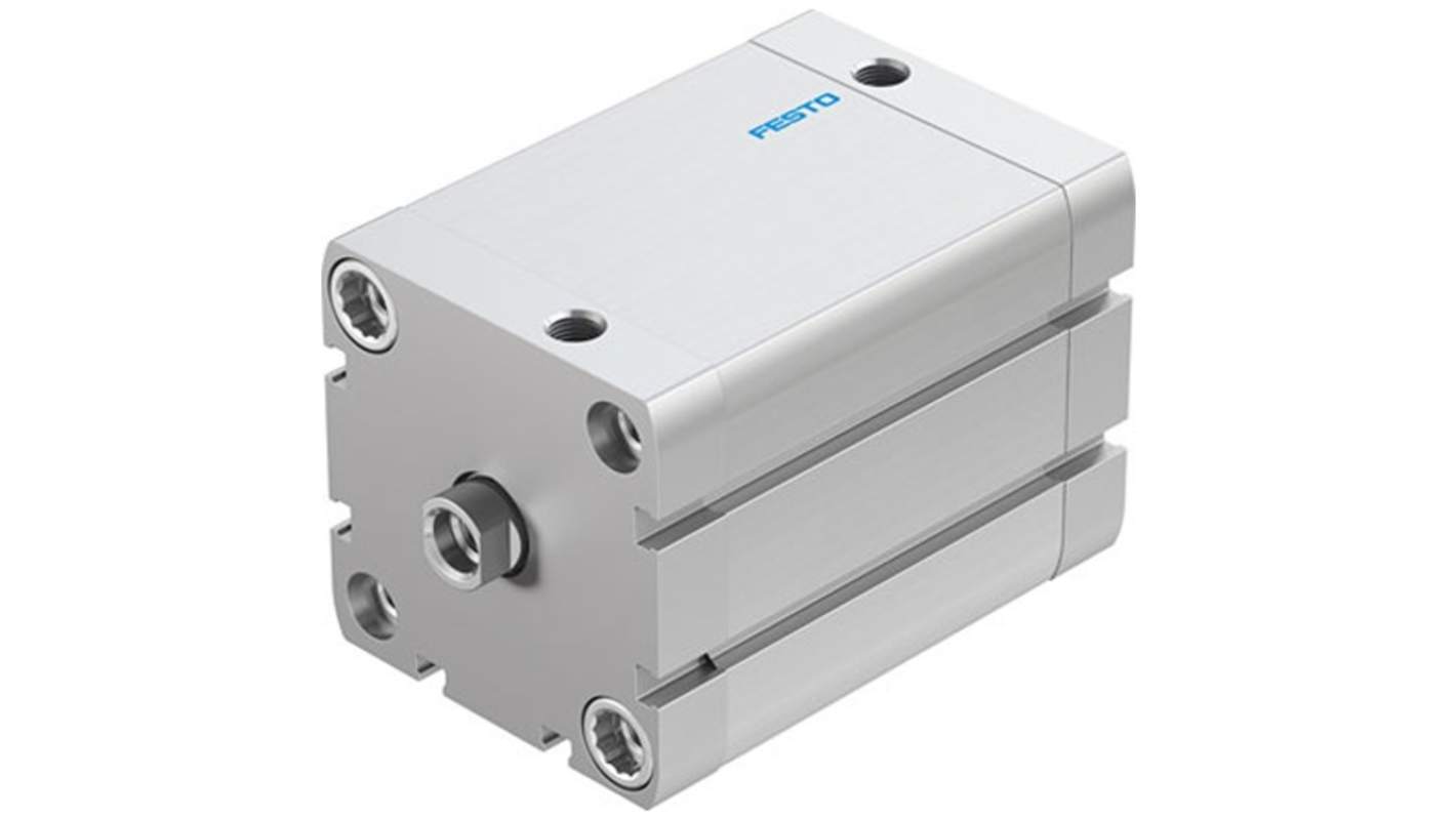 Cilindro pneumatico Festo ADN-63-70-I-P-A, doppio effetto, diametro 63 mm, corsa 70 mm, collegamento G 1/8, progettato per ambienti difficili.