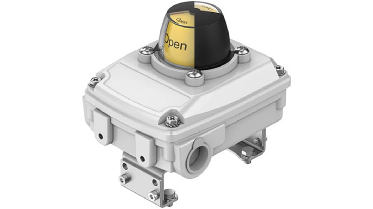 Interruttore pneumatico Festo SRBC, design in alluminio, protezione IP67, tensione 10-30V cc, misura induttiva per posizionamento.