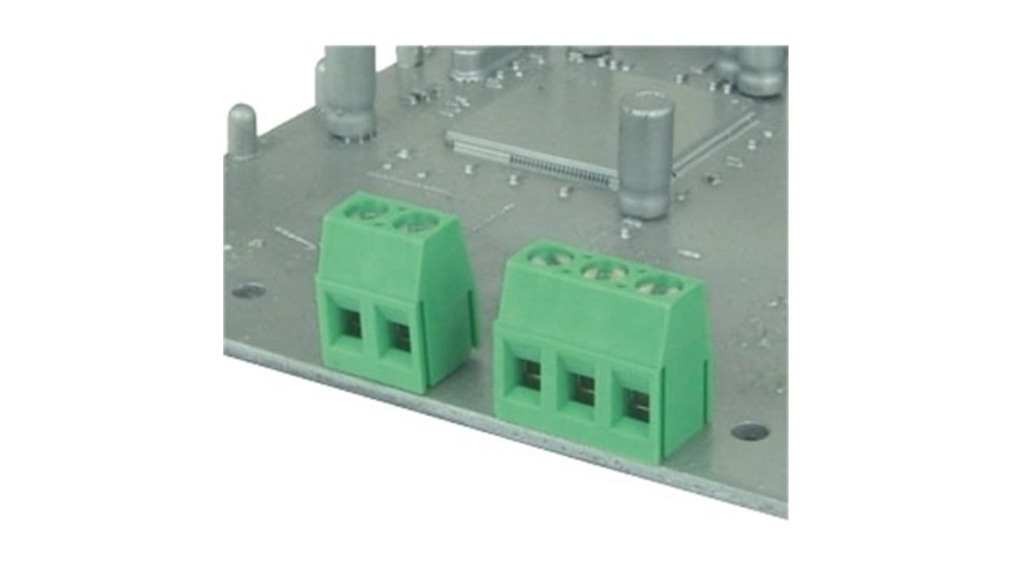 Morsettiera femmina Amphenol Industrial a 9 vie per montaggio PCB, passo 5mm, con involucro termoplastico e contatti in ottone.