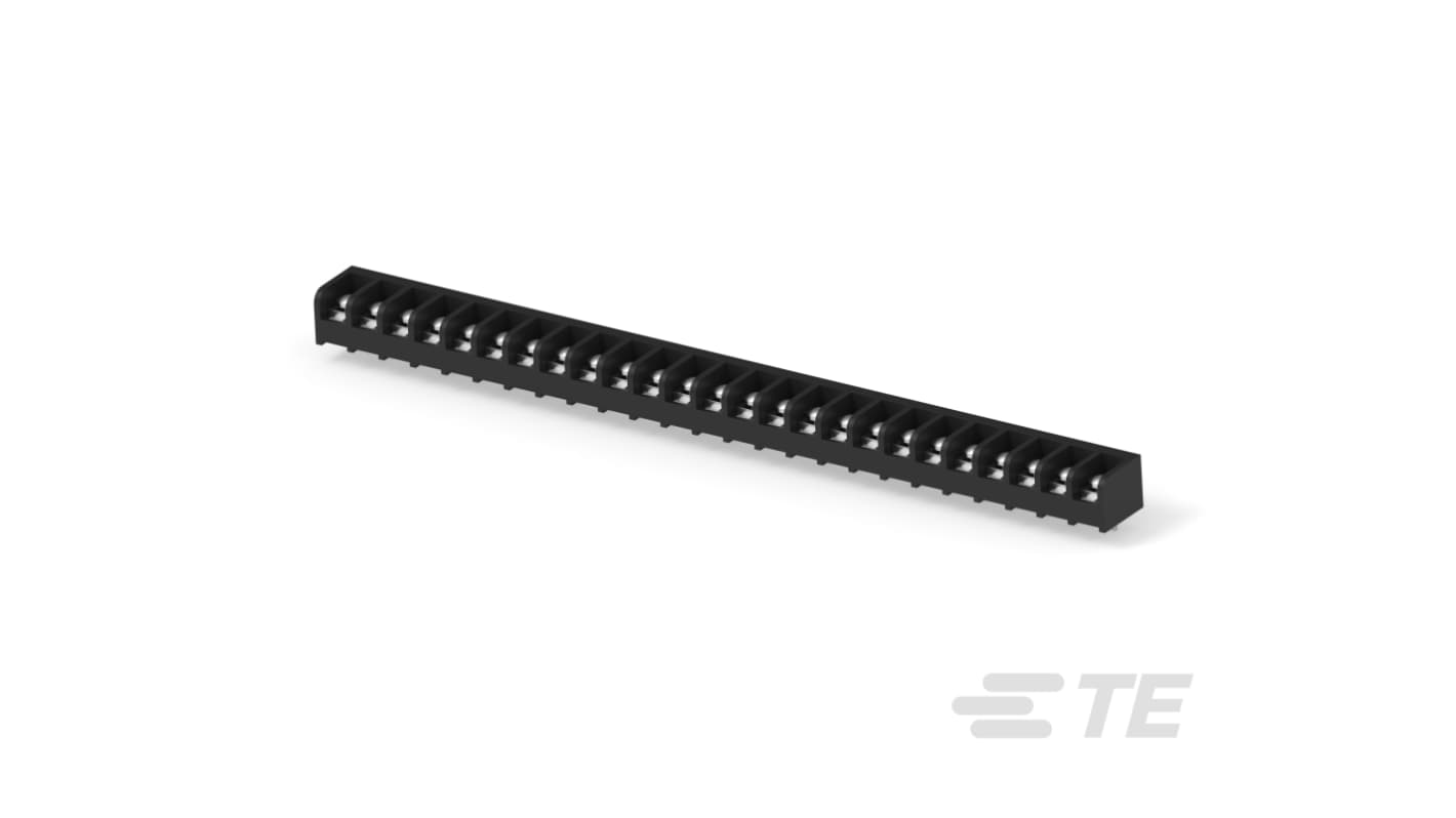 TE Connectivity, barretta a 25 contatti, passo 8.26 mm, orientamento verticale, corrente 20 A, tensione 150 V.