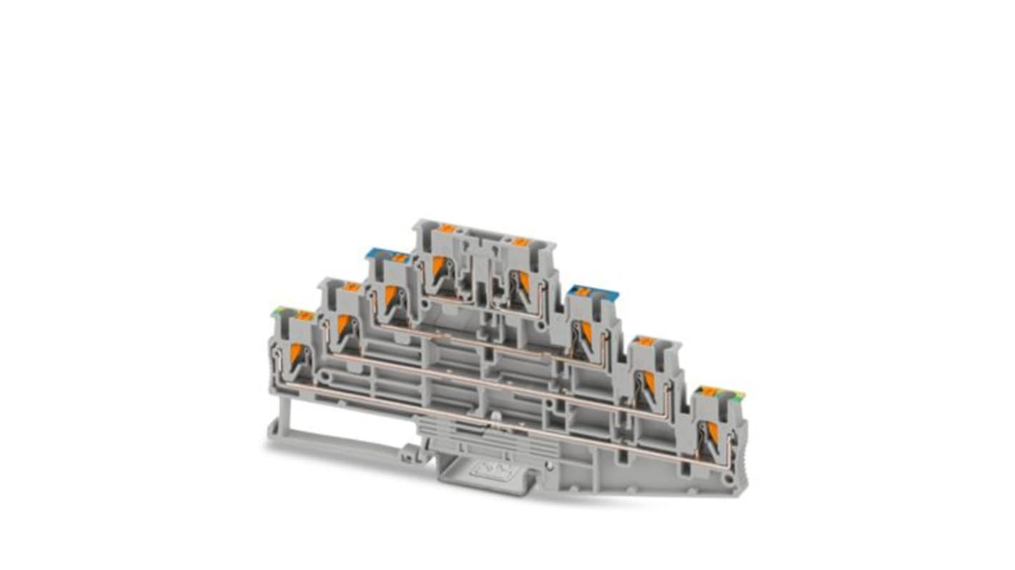 Morsettiera di terra Phoenix Contact 1336374, 4 vie, connessione push-in, guida DIN, per cavi fino a 4 mm², colore grigio.