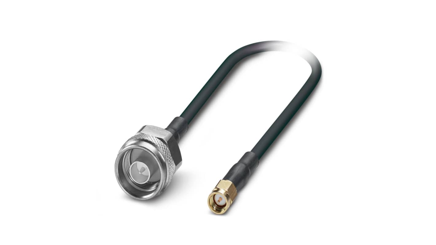 Cavo coassiale Phoenix Contact 1340143, 1 m, impedenza 50 Ω, con connettori SMA maschio, bassa attenuazione, protezione IP65/IP67.