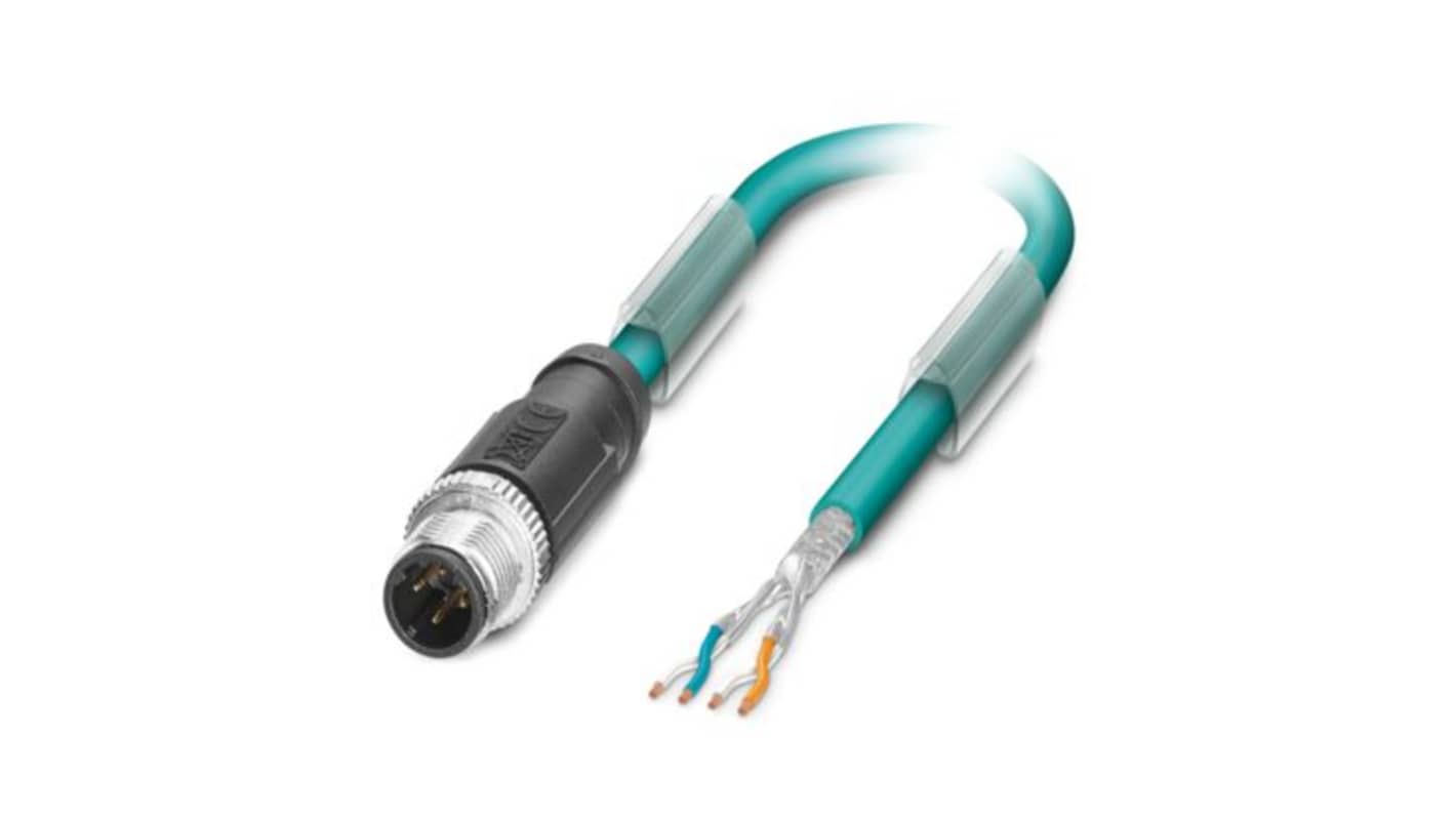 Cavo bus di trasferimento dati Phoenix Contact, 5 m, 4 conduttori schermati, sezione 0,14 mm², blu acqua RAL 5021, per trasmissioni a 100 Mbps.