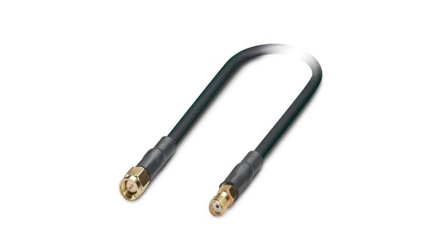 Cavo coassiale Phoenix Contact SMA/SMA, 5m, impedenza 50 Ω, progettato per frequenze fino a 7,25 GHz, con connettori maschio e femmina.