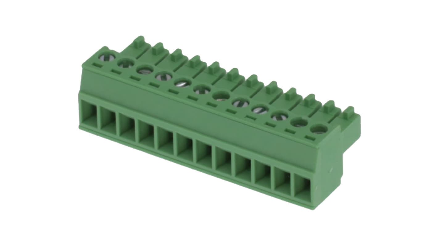 Molex 39500-5012, morsettiera Eurostyle orizzontale con 12 contatti, montaggio su cavo e terminazione a vite.