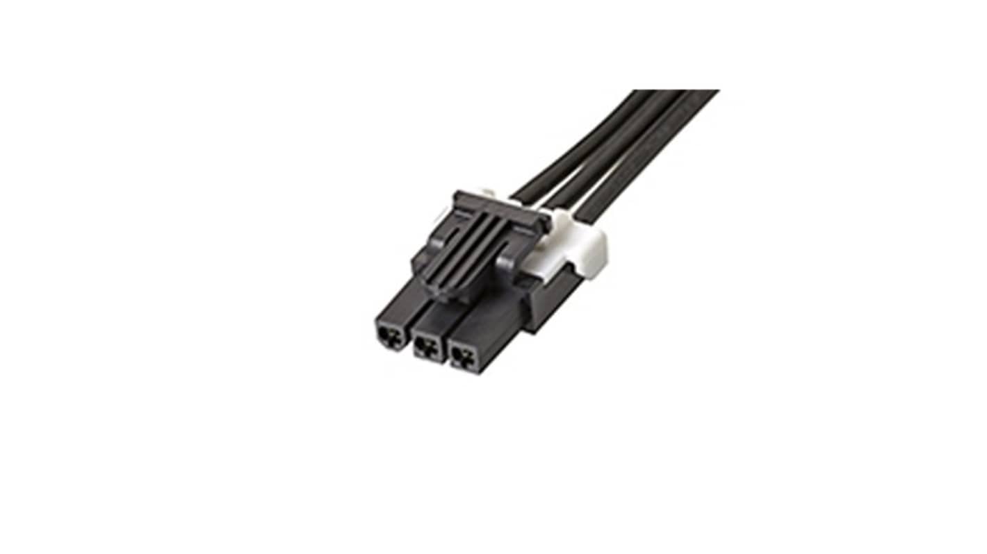 Cavo assemblato Molex 145135-0300, 75 mm, con connettori Mini-Fit TPA2 femmina-femmina, 3 contatti, per applicazioni di potenza e segnale.