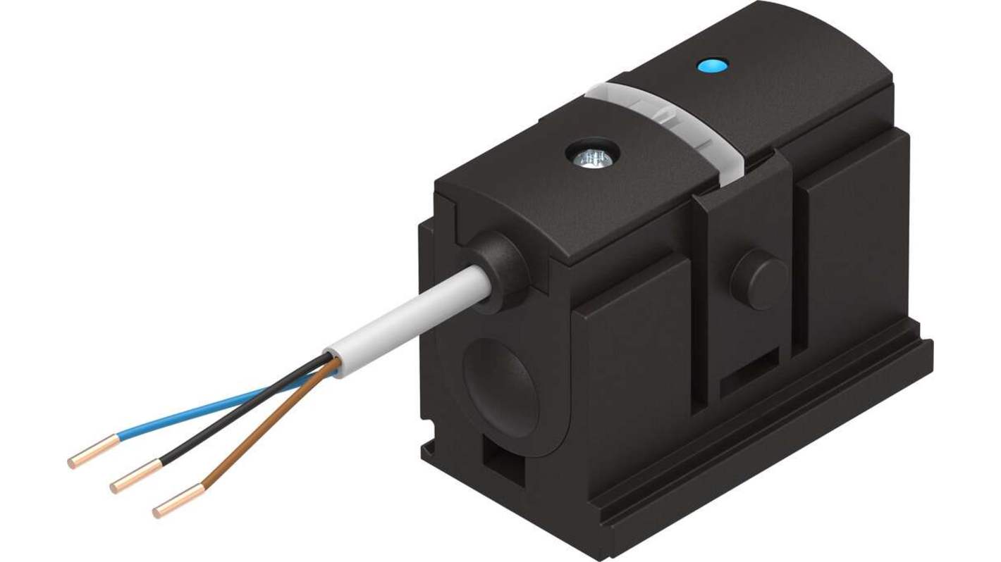 Sensore di pressione Festo SDE5-D10-O-Q6E-P-K, 6 mm tubing, IP40, 0-10 bar, alimentazione 15-30 V cc, indicatore LED giallo.