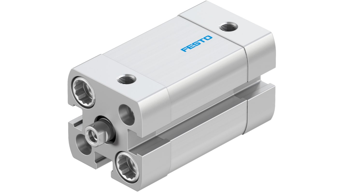 Cilindro pneumatico doppio effetto Festo ADN-12-15-I-P-A, foro 12 mm, corsa 15 mm, attacco M5, peso 80 g.