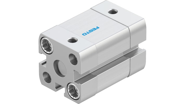 Cilindro pneumatico Festo ADN-16-10-I-P-A, doppio effetto, foro 16mm, corsa 10mm, pressione max 10 bar, dimensioni 49,7 x 29 x 29mm.