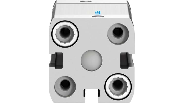 Cilindro pneumatico Festo ADN-20-30-I-P-A, doppio effetto, foro 20 mm, corsa 30 mm, pressione max 10 bar. Dimensioni 35,5 x 35,5 x 72,5 mm.