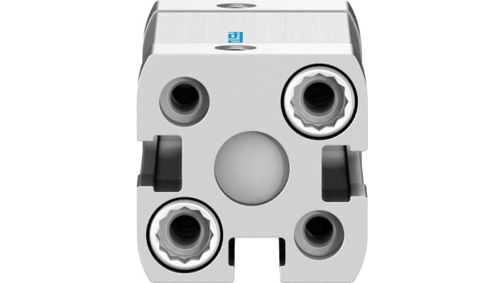 Cilindro pneumatico doppio effetto Festo ADN254040IPA, foro 25 mm, corsa 40 mm, pressione max 10 bar, dimensioni 39.5 x 39.5 x 84.5 mm.