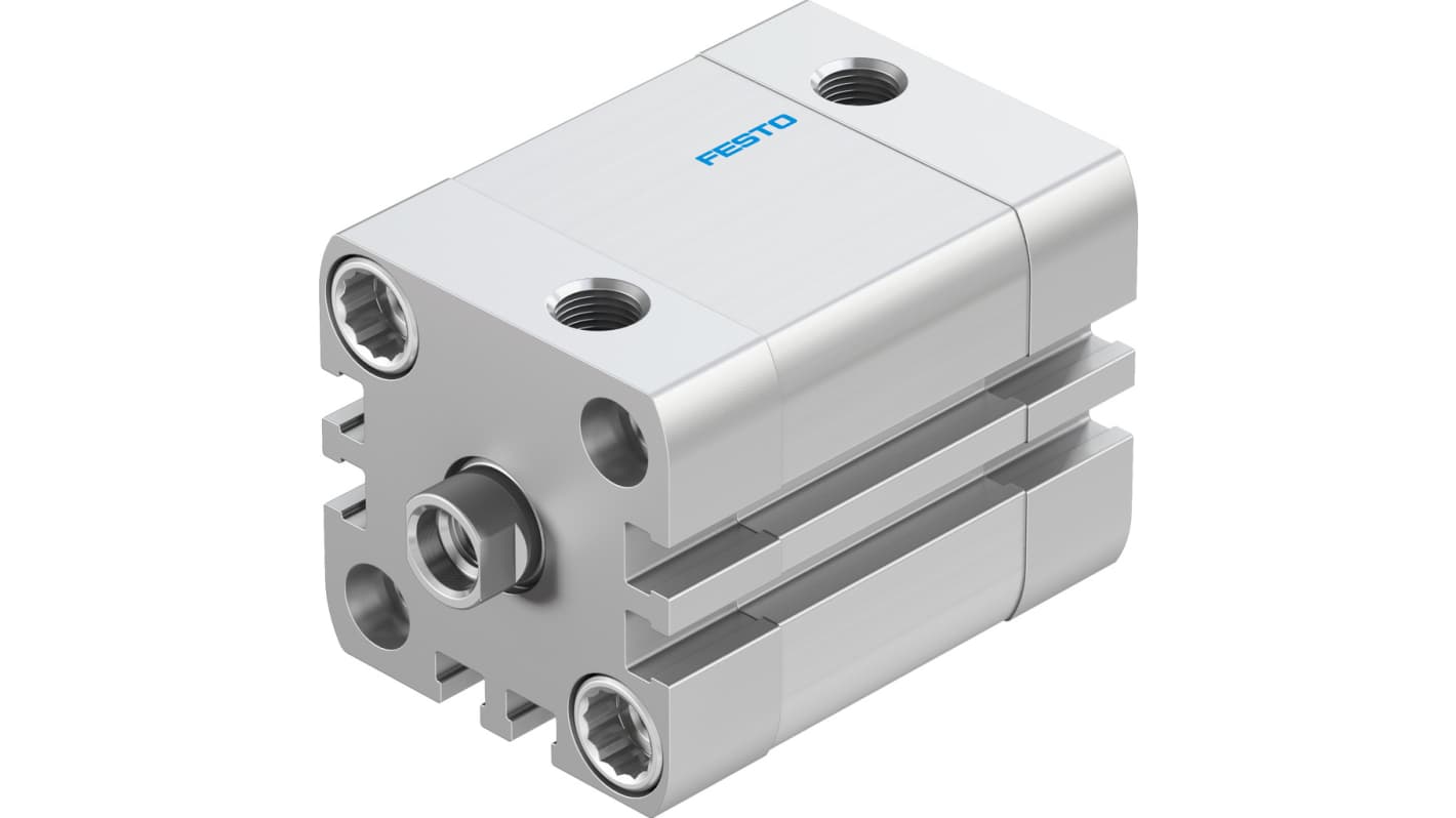 Cilindro pneumatico Festo ADN-32-20-I-P-A, doppio effetto, foro 32 mm, corsa 20 mm, attacco G 1/8, max 10 bar.