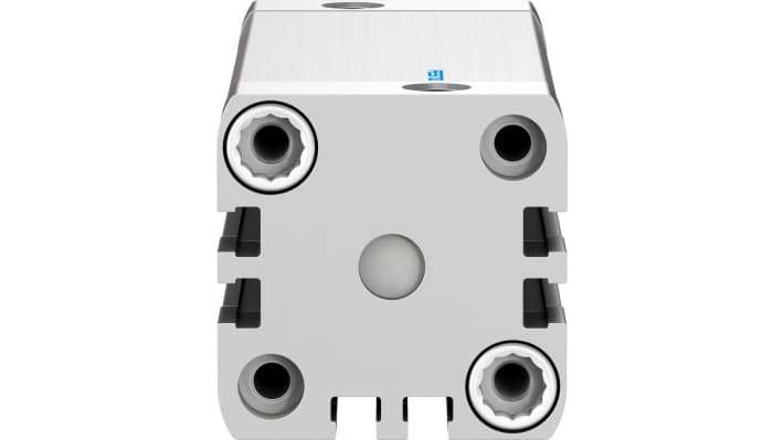 Cilindro pneumatico Festo ADN-32-80-I-PPS-A, doppio effetto, foro 32 mm, corsa 80 mm, dimensioni 47 x 47 x 130 mm.