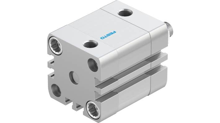 Cilindro pneumatico Festo ADN-32-15-A-P-A, doppio effetto, foro 32 mm, corsa 15 mm, attacco G 1/8, max 10 bar.