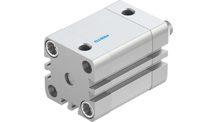 Cilindro pneumatico Festo ADN-32-25-A-P-A, doppio effetto, foro 32 mm, corsa 25 mm, montaggio versatile, dimensioni 47 x 47 x 75 mm.