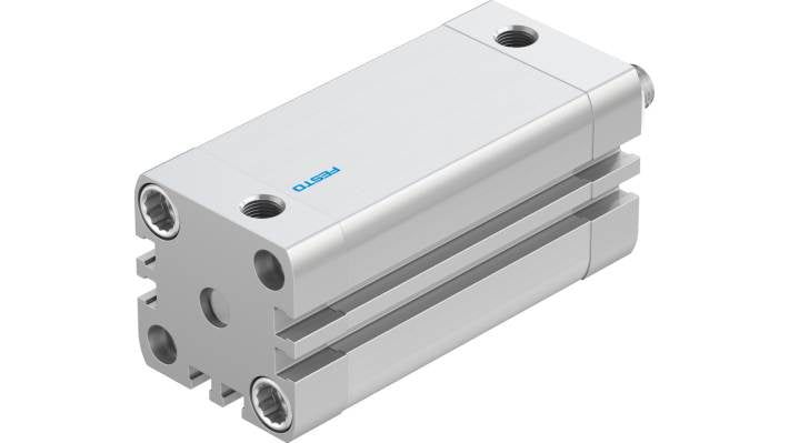 Cilindro pneumatico Festo ADN-32-60-A-P-A, doppio effetto, foro 32 mm, corsa 60 mm, attacco G 1/8, max 10 bar.