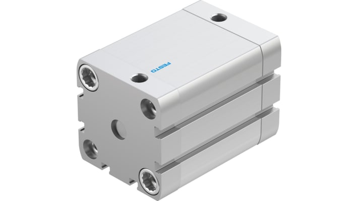 Cilindro pneumatico Festo ADN-50-50-A-P-A, doppio effetto, foro 50 mm, corsa 50 mm, pressione max 10 bar, dimensioni 65.5 x 65.5 x 102.7 mm.