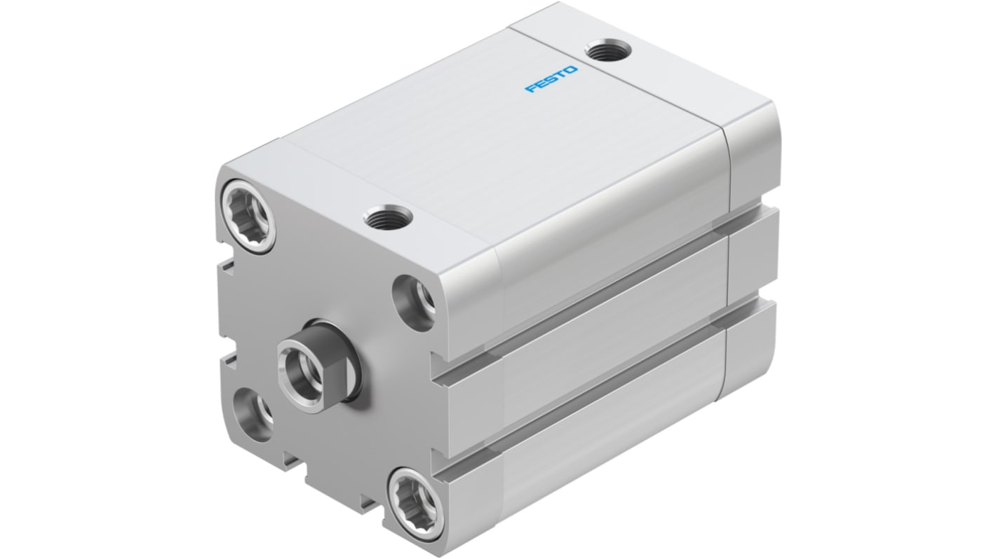 Cilindro pneumatico Festo ADN-50-50-I-P-A, doppio effetto, foro 50 mm, corsa 50 mm, pressione max 10 bar, dimensioni 65.5 x 65.5 x 102.7 mm.