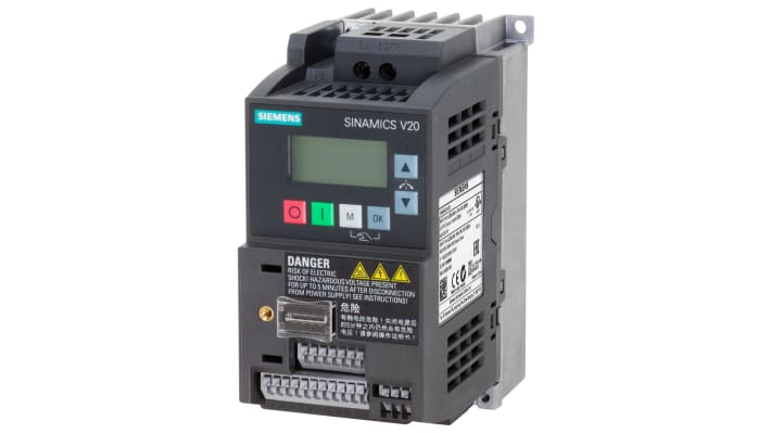 Inverter monofase Siemens 6SL3210-5BB17-5UV1, potenza 0,75 W, montaggio a parete, dimensioni 68 x 127,8 x 142 mm.