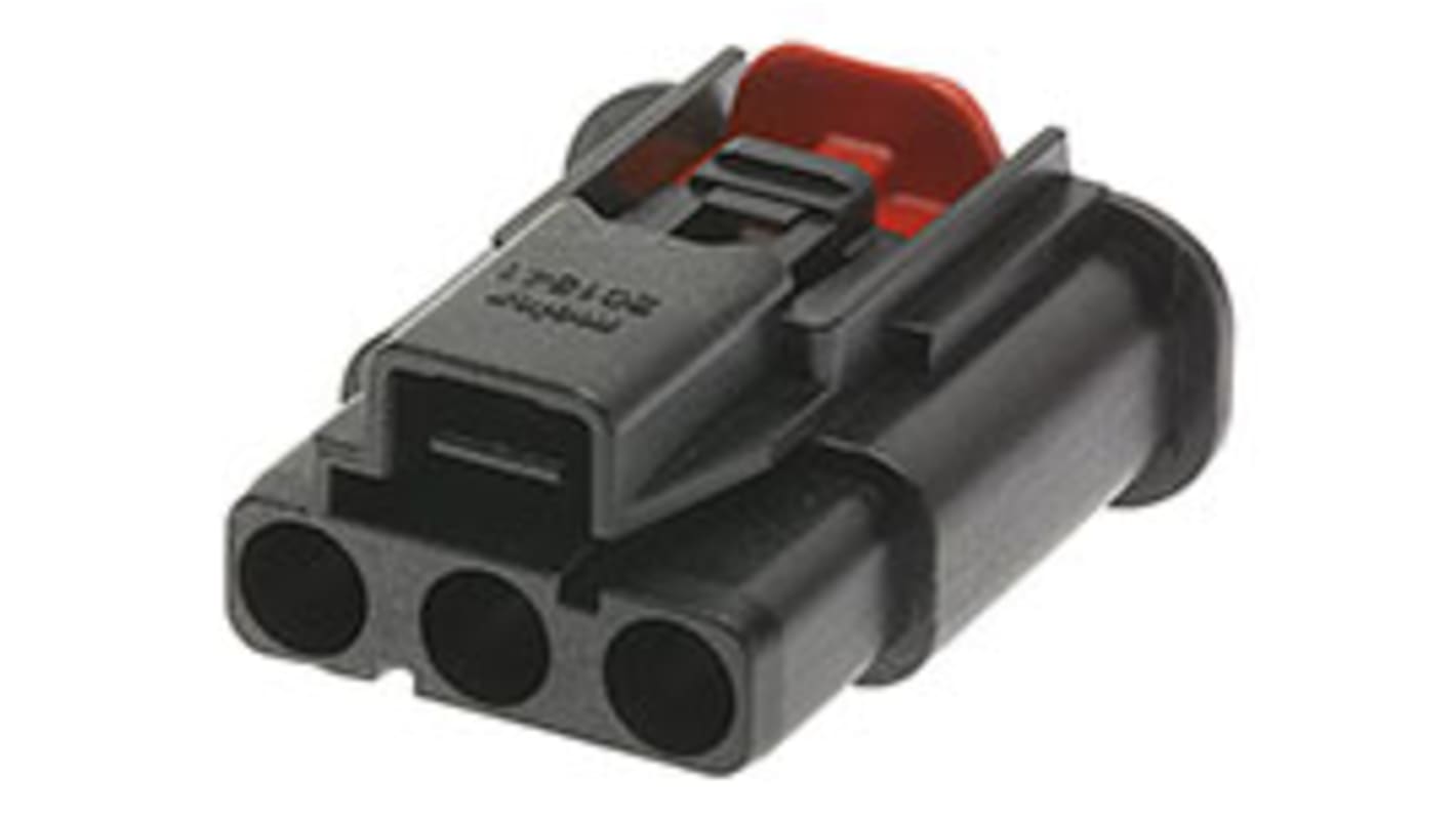 Connettore di potenza femmina 3P Molex 2018410130, montaggio su cavo, corrente 40A, tensione 1 kV, custodia in PEI.