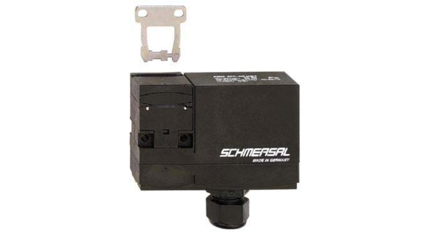 Interruttore di interblocco a solenoide Schmersal AZM170-11ZRI-B1, alimentazione 24V, grado di protezione IP67, dimensioni 84x90x30mm.