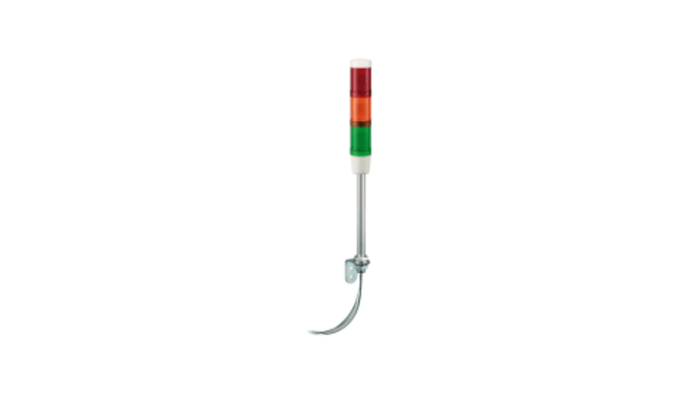 Torretta di segnalazione LED Schneider Electric XVMB2R5A5GSSB, 24 V, 3 elementi Rosso/Verde/Ambra, cicalino 85 dB, montaggio su base, altezza 250 mm, IP42.