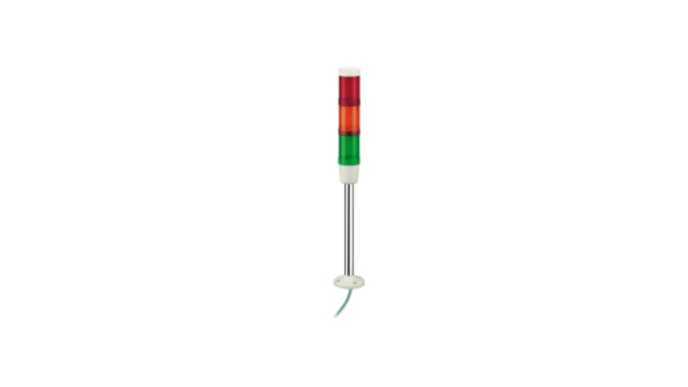 Torretta di segnalazione LED Schneider Electric XVMB2RAGSHSB, 24 V, 3 elementi Rosso/Verde/Ambra, montaggio su base, altezza 250 mm, grado di protezione IP54.