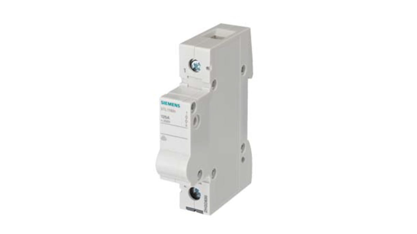 Interruttore di isolamento Siemens 5TL1192-4 per guida DIN, 1P, corrente nominale 32 A-125 A, attivazione manuale, conforme a EN 60947-1.