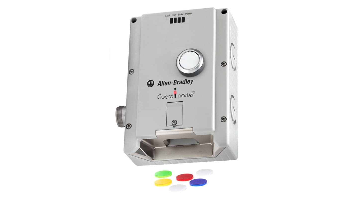 Interruttore di interblocco a solenoide Allen Bradley Guardmaster 442G-MABR-ULM-C01, tensione 5-24V cc, protezione IP65, dimensioni 285.3 x 174 x 114 mm.