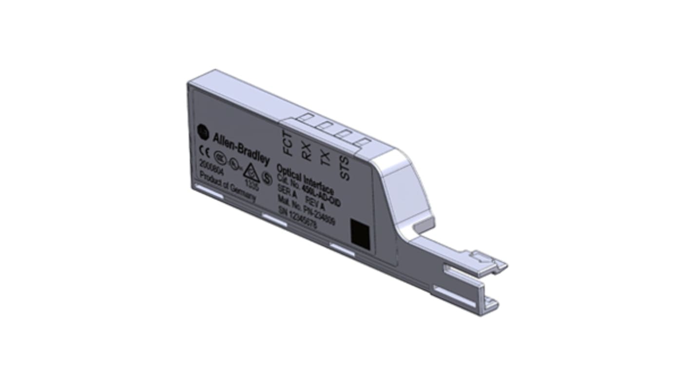 Barriera fotoelettrica Allen Bradley Guardmaster 450L-AD-OID con relè di monitoraggio per applicazioni di movimentazione materiale.