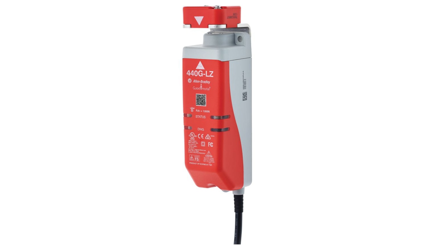 Interruttore di interblocco a solenoide Allen Bradley Guardmaster 440G-LZS21STLH, 24V cc, protezione IP66/IP67/IP69K, dimensioni 162.9x45x50mm.