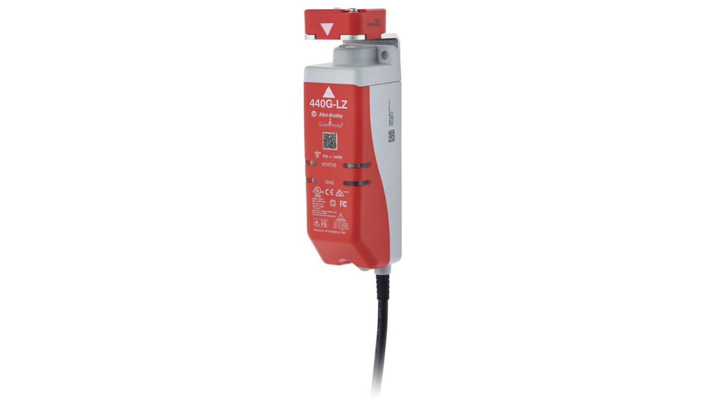 Interruttore di interblocco a solenoide Allen Bradley Guardmaster 440G-LZS21UTLH, 24V cc, protezione IP66/IP67/IP69K, dimensioni 162.9mm x 50mm x 45mm.