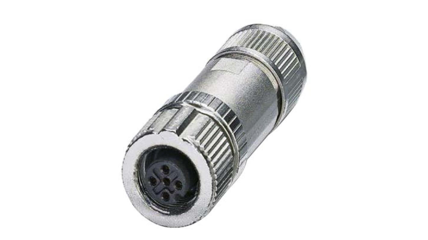 Connettore circolare M12 maschio 4 poli Phoenix Contact 1424668 per collegamenti elettrici rapidi e sicuri. Resistenza IP67/IP69K, range di temperature -40 °C a +85 °C.