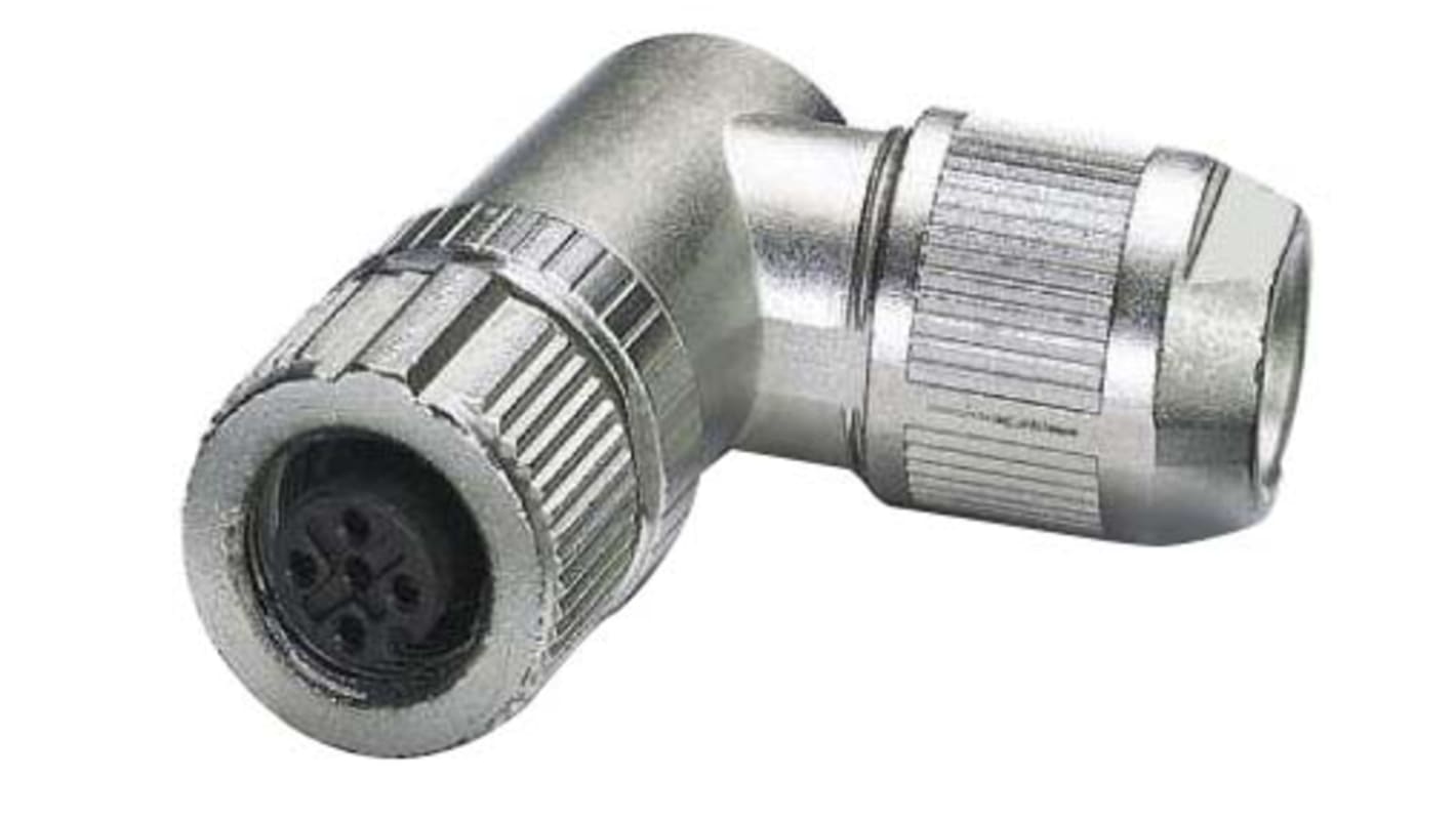 Connettore circolare ad angolo retto M12 Phoenix Contact 1424669, 4 pin, codifica A - Ideale per circuiti industriali a 90°, resistente a urti e corrosione, protezione IP67.