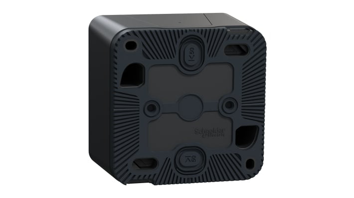 Interruttore luce Schneider Electric MUR35026, montaggio superficiale, IP55, 10 A, 250 V, corpo in ABS, dimensioni 76 x 76 x 64 mm.