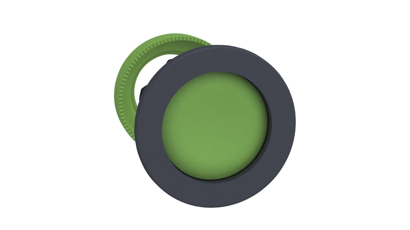 Attuatore pulsante instabile Schneider Electric ZB5FA36, testa rotonda verde, montaggio a filo, diametro foro 30 mm, protezione IP66/IP67/IP69K.