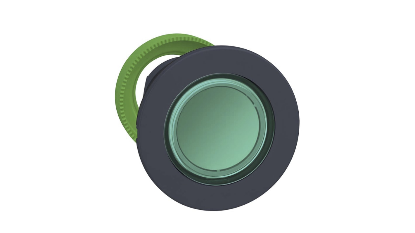 Attuatore pulsante instabile verde Schneider Electric ZB5FA38, testa rotonda, montaggio a filo, diametro 30 mm, protezione IP66/IP67/IP69K.