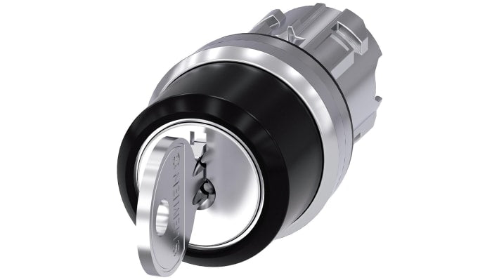 Interruttore a chiave Siemens 3SU1050-4BL01-0AA0, 22mm, RONIS, metallo lucido, 3 posizioni, angolo 45°. Ideale per applicazioni professionali.