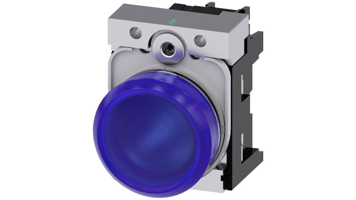 Spia LED industriale Siemens 3SU1152-6AA50-1AA0, 22mm blu, 24V C.A./C.C., montaggio a pannello. Perfezione per ogni applicazione!