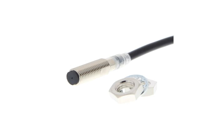 Sensore di prossimità cilindrico induttivo Omron E2E-X3D28-T 2M, M8, rilevamento 3 mm, IP67, montaggio a filo.