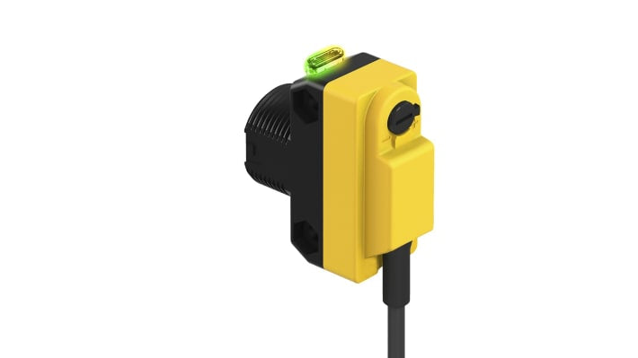 Sensore fotoelettrico rettangolare Banner QS18VP6LLP, rilevamento fino a 10 m, uscita PNP, IP67, alimentazione 10-30 V c.c.