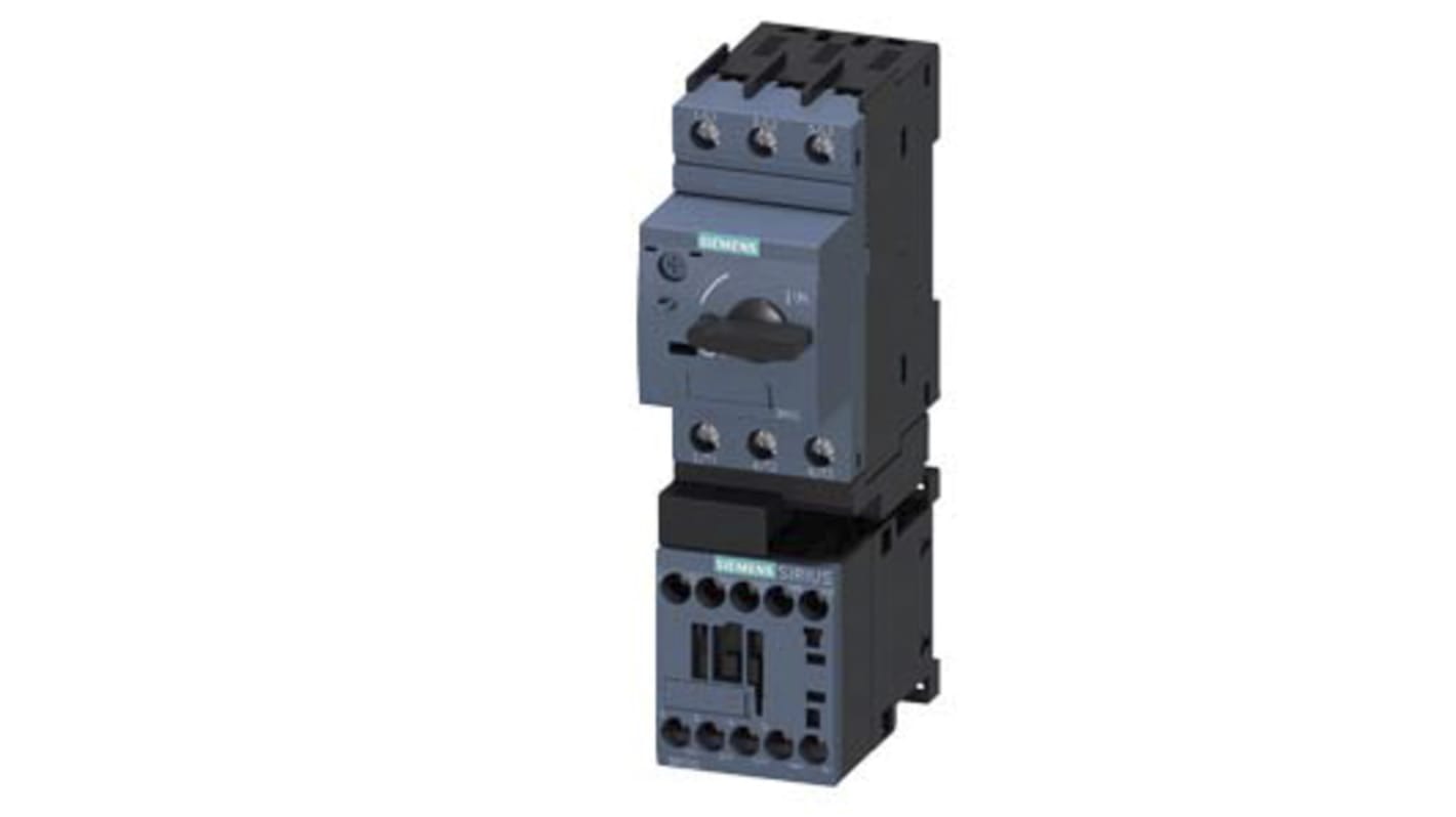 Starter DOL Siemens 3RA2110-1AA15-1BB4 per motori, 550 W, 400 V, montaggio su guida DIN, dimensioni 45x96,9x167,2 mm.