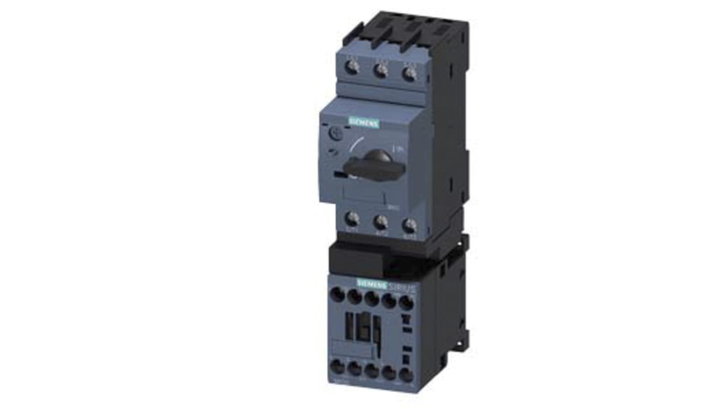 Siemens 3RA2110-1CA15-1AP0, starter DOL 3 fasi, potenza 750 W, montaggio su guida DIN, dimensioni 45x96,9x167,2 mm.