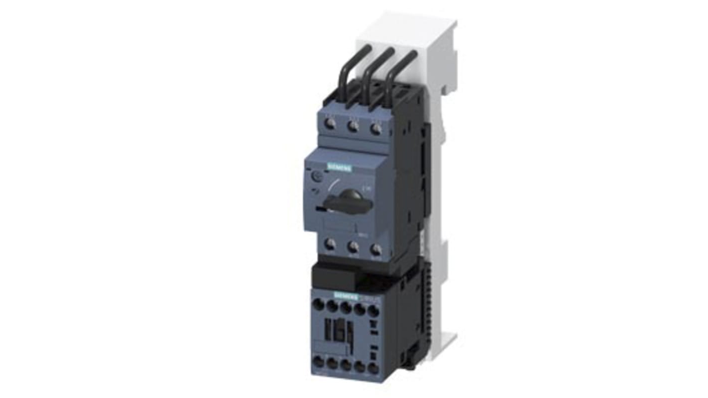 Starter DOL Siemens 3RA2110-0KD15-1AP0 per motori, 3 fasi, 370 W, montaggio su guida DIN, dimensioni 45x154,9x202,4 mm.