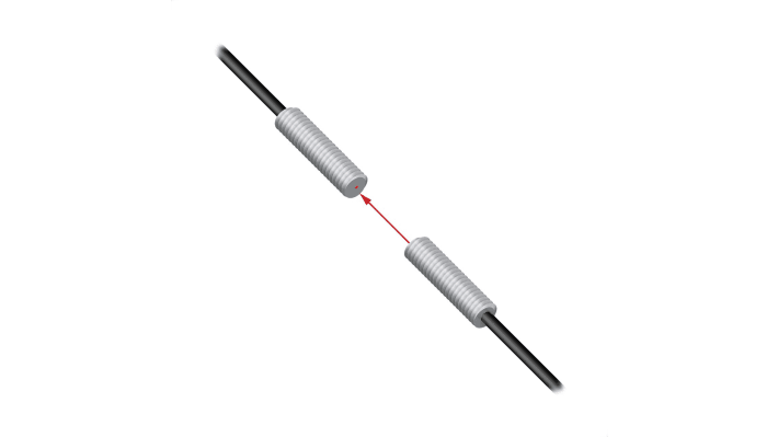 Sensore per fibre ottiche Banner PIT16U, montaggio filettato M2.5, lunghezza 2 m, temperatura operativa fino a +70 °C.