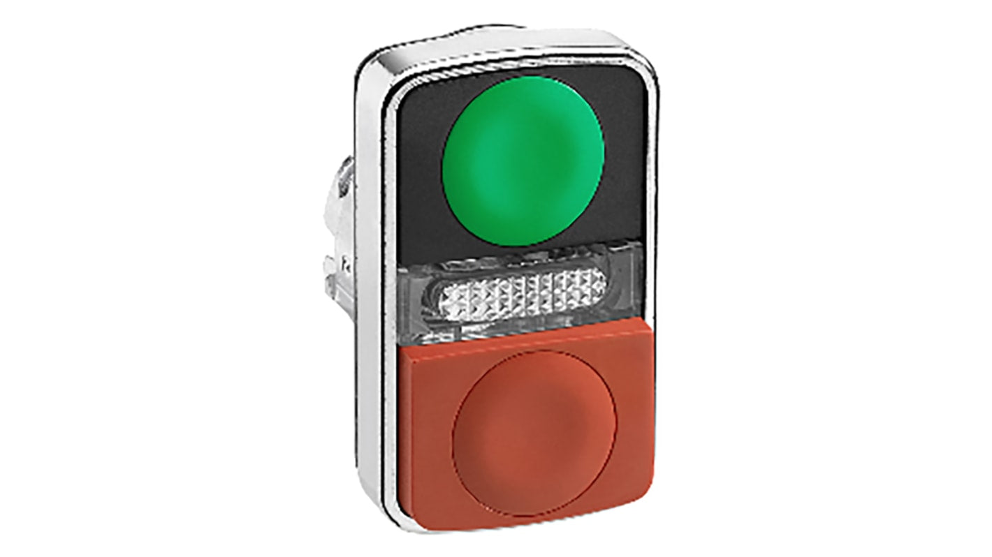 Attuatore pulsante instabile Schneider Electric, serie Harmony XB4, diametro foro 22 mm, colore verde e rosso, protezione IP66/IP69K.