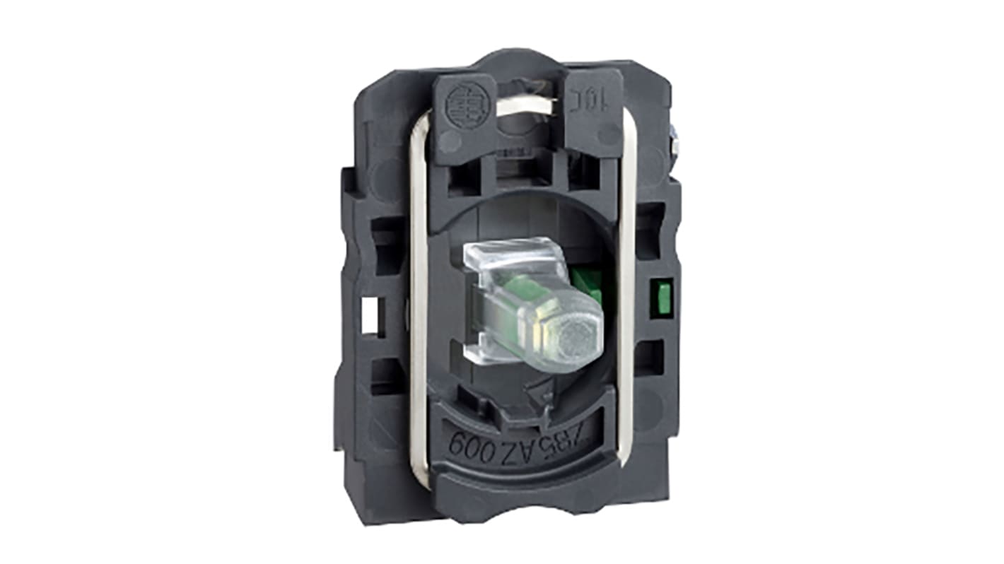 Blocco contatti luminoso unipolare Schneider Electric, 1 NA, LED integrato, tensione 120-240 V c.a., colore arancione.
