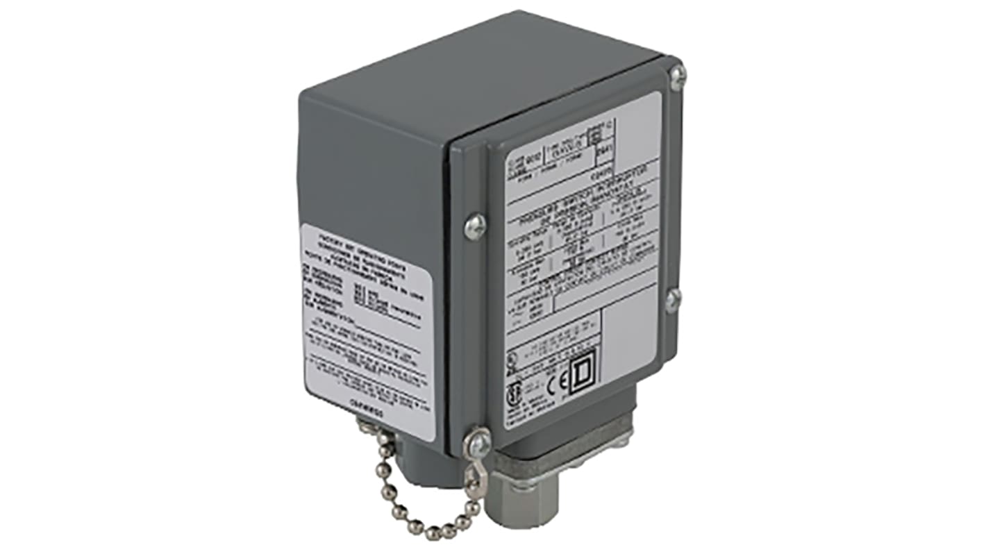Pressostato Telemecanique Sensors 9012GAW25, scala 3-150 psi, custodia in lega di alluminio, collegamento 0.25 in 18 NPTF.