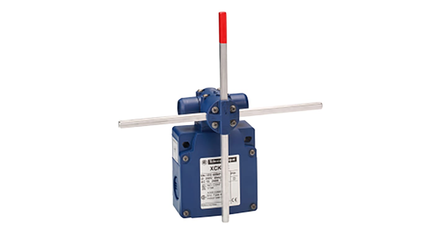 Interruttore di fine corsa Telemecanique Sensors XCKVR44D1H29, 1NC/1NO, IP65, montaggio verticale, dimensioni 200mm x 57mm x 200mm.